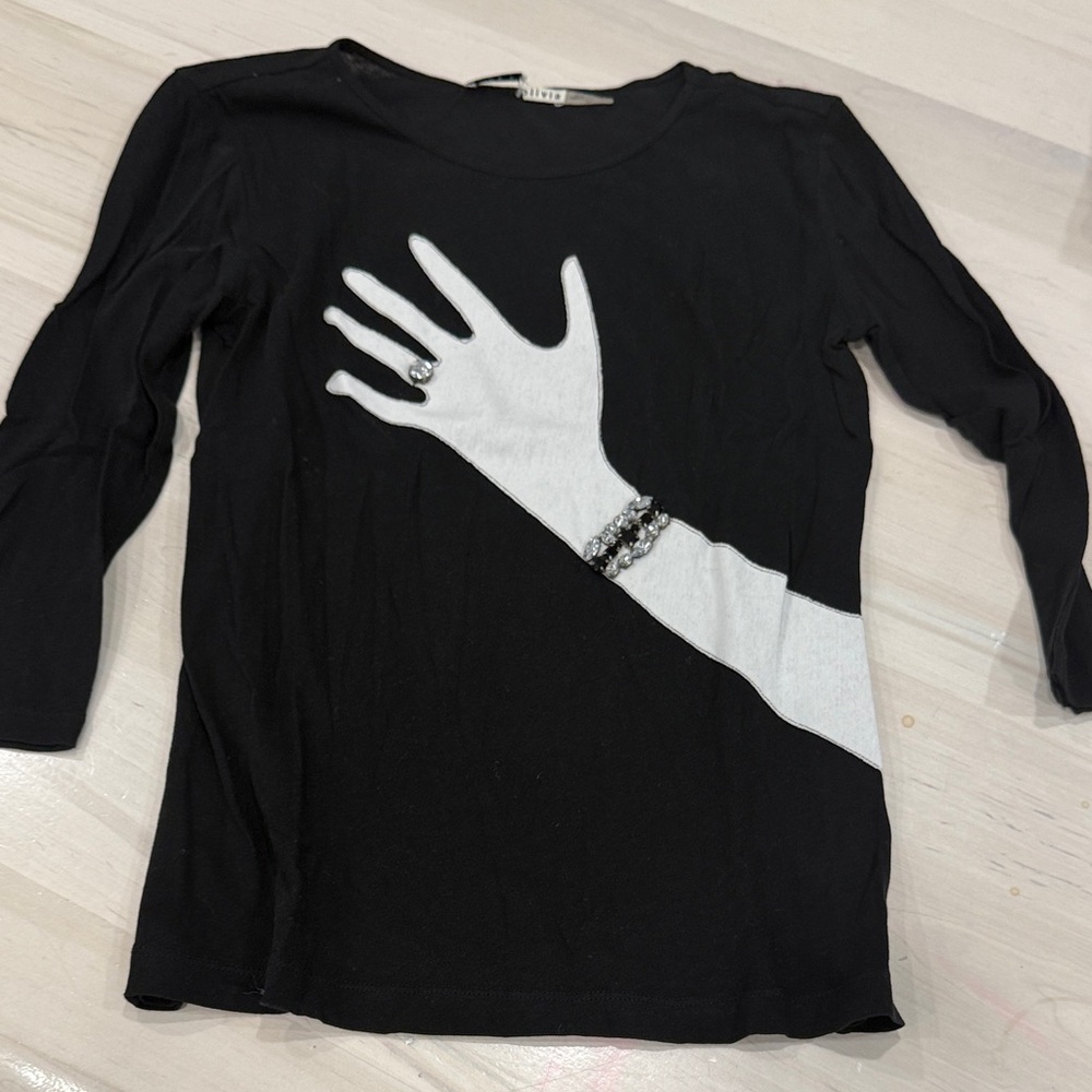 Alice and Olivia Black and White Graphic Women's Top